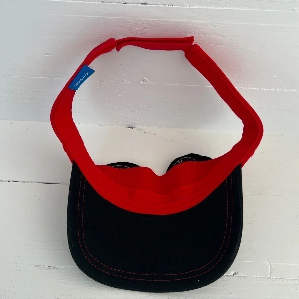 Disney Minnie Mouse Red Black White Hat Visor Hook And Loop Vacation Summer